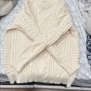 Cream cable net crewneck